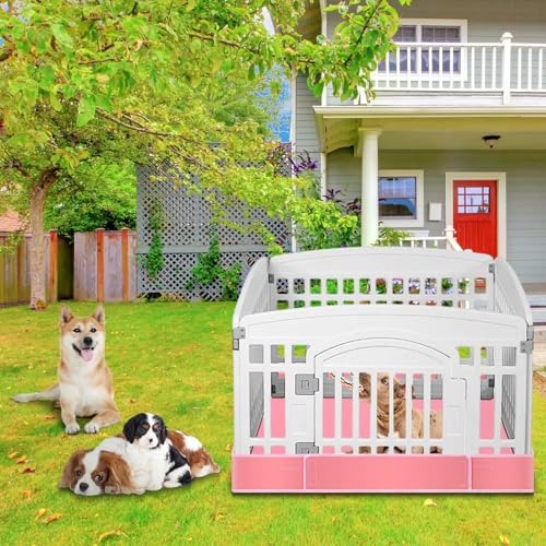 Marsui Dog Playpen Bottom Pad Fits for 36 Inch 4 Panels Pet Exercise Mat Puppy Crate Pad Reusable Washable Pet Training Pee Mat Hoop and Loop Design, Playpen Not Included (Pink,Solid Color) - color: Pink, style: Solid Color