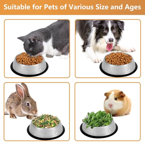 Stainless Steel Cat Bowl, 4 Pack Metal Dog Bowls for Food and Water, Non-Slip Pet Feeding Dish Bowl with Rubber Base for Indoor Cats Small Dogs - size: 6oz 4 pack