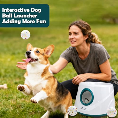 MEKAPLE Automatic Dog Ball Launcher, Upgraded Interactive Dogs Balls Thrower for Small and Medium Dogs, Distance Adjustable Mental Stimulating Dog Toys with 4 Durable Etpu Balls 2.2 Inch (Dark Green) - color: Dark Green