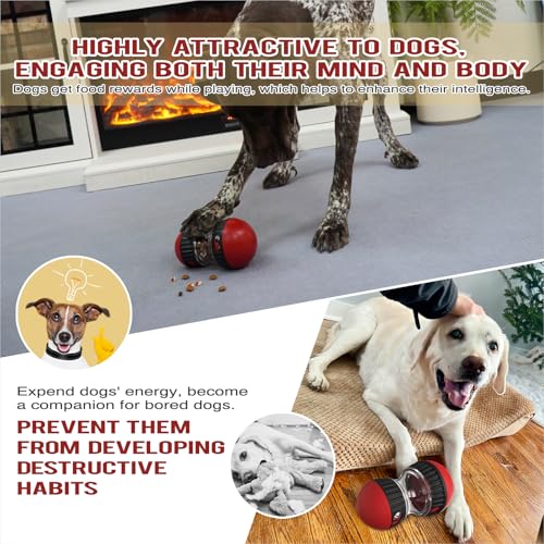 BSISUERM Dog Food Dispensing Puzzle Toy Adjustable Treat Dispenser Slow Feeder Pet Interactive Chase Toy Dog Enrichment Ball for Medium Large Dogs to Keep Them Busy, Extra Large - color: Red - Single - XL