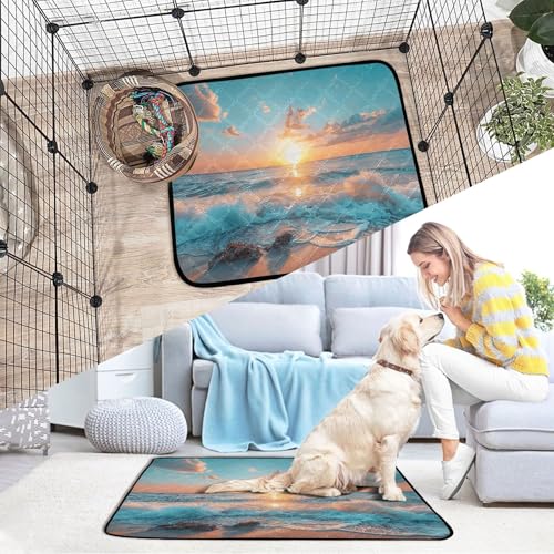 Qilmy Sea Pet Mat, Waterproof Reusable Dog Training Pad Anti-Slip Pet Creat Pad for Small Medium Large Dogs and Cats - size: Smallx3