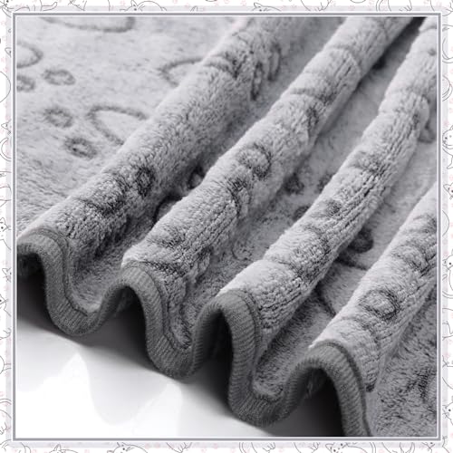 Tegeme 12 Pcs Pet Blankets 23 x 16 Inch Soft Fluffy Fleece Dog Cat Warm Paw Print Pattern Blankets Flannel Throw for Pets Dog Puppy Cat(Gray) - color: Gray, size: 23 x 16 Inch