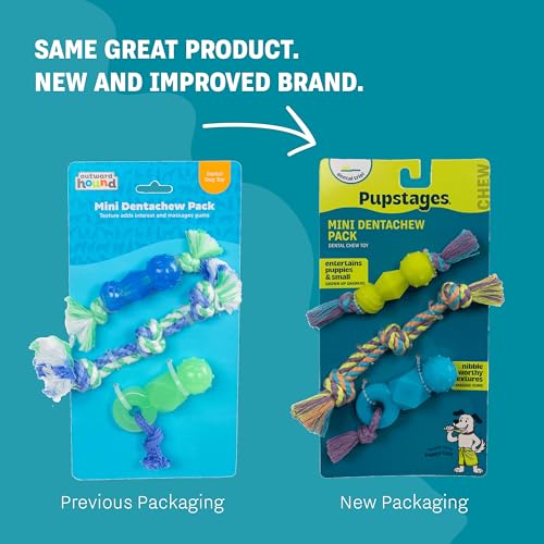 Mini Dentachew Pack Dental Chew Toy, Multi-Textured, Fetch & Tug Rope, Puppies & Small Dogs, 7", 3-Pack - color: Dentachew 3 Pk