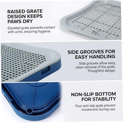 Dog Pee Pad Holder Dog Toilet, Indoor Potty Tray with High Walls Removable Mesh Pee Pad Holder for Puppy & Small Dogs Potty Training, Blue