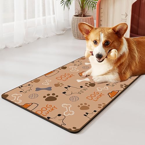 Pet Feeding Mat, 15.7 Inch x 11.8 Inch Diatom Ooze Waterproof Anti-Slip Bowel Met for Pet Food and Water (M)