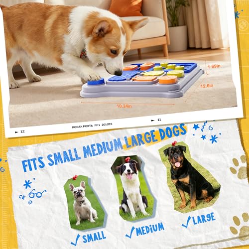 Dog Puzzle Toy Enrichment Toys, Interactive Dog Toys for IQ Training & Mental Stimulation, ABS Easy Clean Detachable Tray Non-Slip Base, Treat Slow Feeder for Smart Dogs, Blue - color: Blue