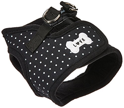 Puppia Dotty Step-in Vest Dog Harness No Pull No Choke Easy Wear Training Walking for Small Dog, Medium, Black - color: Black, size: Medium