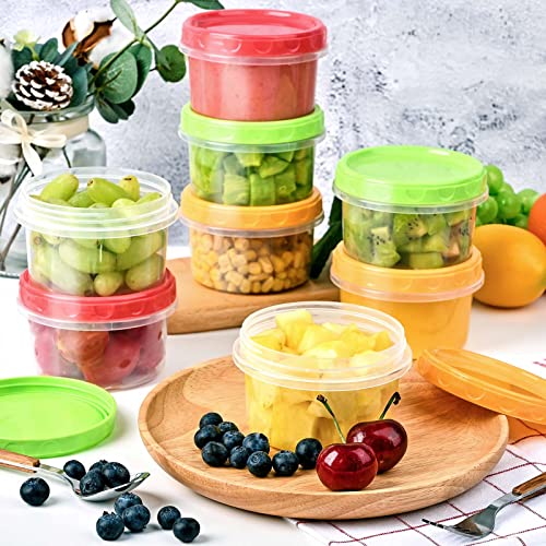 TOFLEN Reusable Small Freezer Containers 8 Oz Plastic Food Storage Containers with Screw On Lids, Leakproof & Airtight, Freezer Safe, Dishwasher Safe, Set of 12 Multicolor - size: 8 oz*12