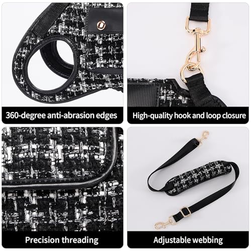 Wakytu Dog Lift Harness Dog Carrier Sling for Small Dogs & Cats,XS | stylish puppy sling carrier with handle & pocket,adjustable leash,walking & travel - color: 2.0 Black, size: X-Small(2-5 LBS)