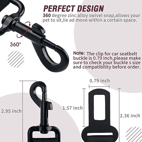 COOYOO Dog Seat Belt,3 Piece Set Retractable Dog Car Adjustable Seatbelts for Vehicle Nylon Pet Safety Heavy Duty & Elastic & Durable Car Harness for Dogs - color: Set 08-Black+Fuchsia