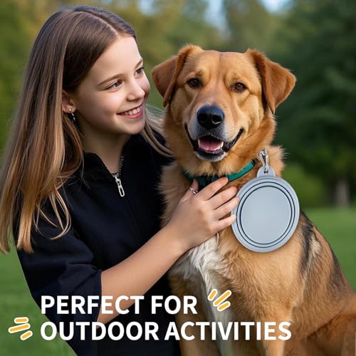Collapsible Dog Bowls 2-Pack, Portable Travel Dog Bowl with Carabiner, Food-Grade Silicone Pet Bowl for Hiking, Walking(Macaron Blue and Yellow) - color: 12 OZ Macaron Blue and Yellow