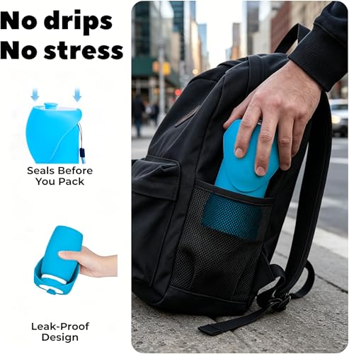 Portable Collapsible Dog Water Bottle - 550ml, Large Wide-Mouth Drinking Bowl, Ideal for Small and Large Dogs on Walks and Outdoor Activities (Blue) - color: Blue