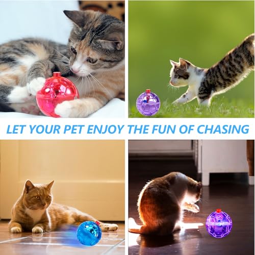 Jecery 9 Pcs Ghost Hunting Light Up Cat Balls LED Motion Activated Cat Toy Interactive Lighted Ball Pet Glowing Mini Running Exercise Toys for Kitten Dog Pet Animals Activity(Multicolor) - color: Multicolor