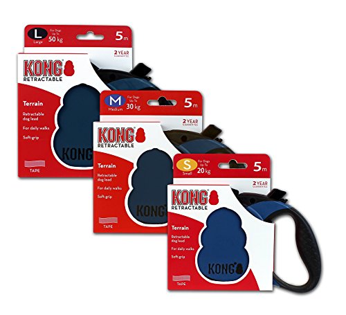 Alcott Kong Terrain Retractable Dog Leash, Small, Blue, 16' Long (Pack of 2) - color: Blue, size: Small 16' (Pack of 2)