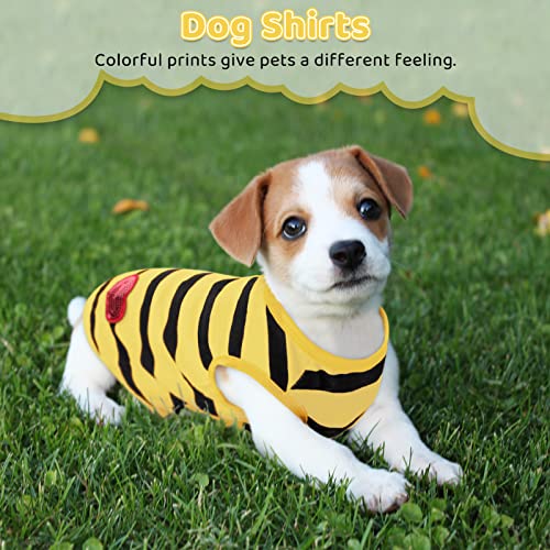 Pet Dog Striped T-Shirt Dogs Cats Cotton Vest Spring Summer Pet Apparel Tee Shirt Suitable for Small and Medium Large Pets French Bulldog Bichon - color: Yellow-Vest, size: X-Small