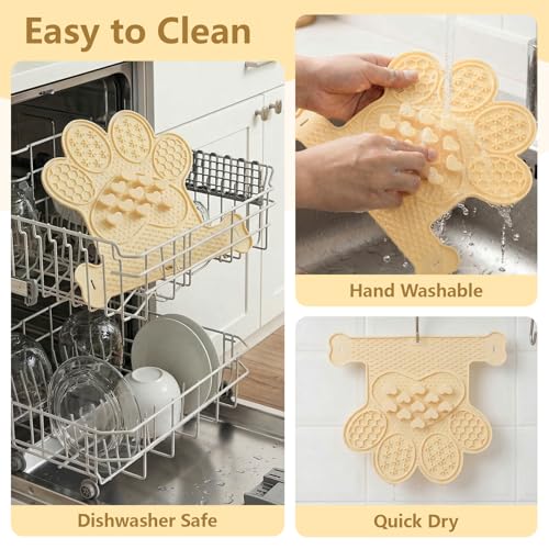 Dog Lick Mat with Suction Cups, Slow Feeder & Enrichment Mat for Dogs & Cats, Silicone Feeding Mat for Wet & Dry Food, Anxiety Relief, Mess-Free Foldable Pocket Design, Yellow - color: Yellow