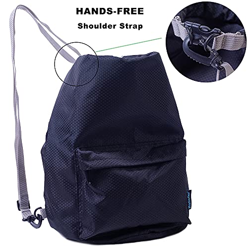 Dog Food Travel Container, Dog Food Travel Bag, Kibble Carrier 42 Cups 10L with Storage Front Pocket and Shoulder Strap for Travel, Hiking and Camping (Black)