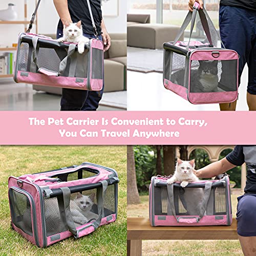 GAPZER Pet Carrier for Large and Medium Cats, Soft-Sided Pet Carrier for Big Medium Cats and Puppy Dog Carriers Cat Carriers, Pet Privacy Protection Travel Carrier - color: Pink