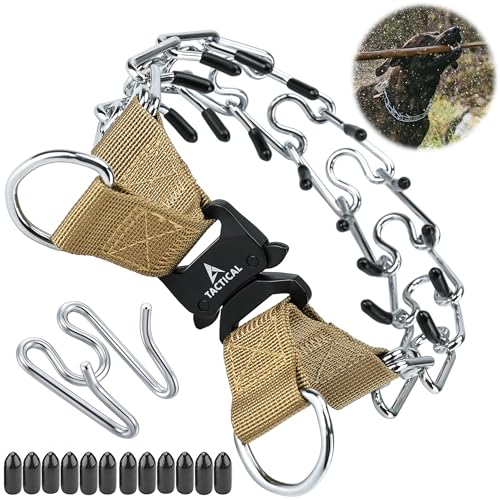 DEYACE Quick Release Dog Training Collar Adjustable Stainless Steel Collar for Small Medium Large Dog (Tan, M/L Neck Girth 14.5"-18.6") - color: Tan, size: M/L Neck Girth 14.5"-18.6"