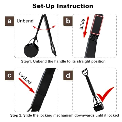ienjoyed 32" Dog Pooper Scooper for Small Dog to Large Dog, Heavy Duty Dog Poop Scooper for Yard & Walks, Durable Double Spring Clamp, Simple One Step Assembly (Black) - size: Black(32-inch)