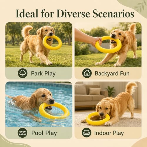 4 Pcs Dog Chew Rings Toy, 11.02 in Bite-Resistant EVA Dog Training Floating Toys for Aggressive Chewers, Lightweight Durable Pet Chewer for Tooth Cleaning Outdoor Pond Pool Fetching Exercise
