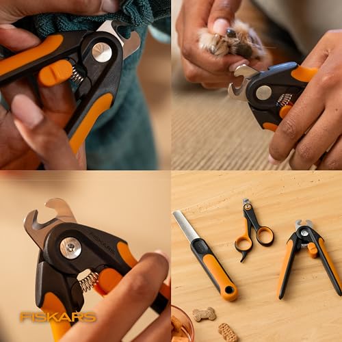 Fiskars Pet Large Nail Clippers, Cat and Dog Nail Trimmers for Grooming, Pet Supplies with Semi-Circular Blade & SoftGrip Handle with Safety Lock, 5.75”, Orange/Black - size: Large