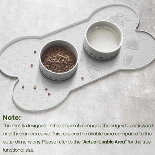 PWTAA Dog Food Mat Anti-Slip Silicone Dog Bowl Mat Thicker Pet Placemat Waterproof Cat Feeder Pad with Raised Edge Puppy Kitten Feeding Mats Suitable Small Medium-Sized Dogs Cats Eating Tray - 2PCS - color: White, size: 19.4" x 9.8"-2PCS