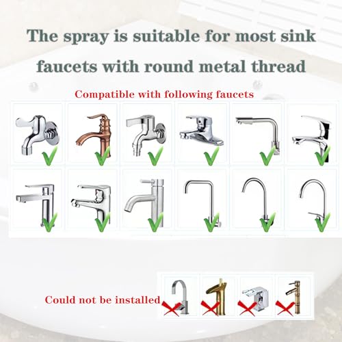 Bathtub Shower Head Sink-Faucet set,Tub faucet spayer attachment with 5 Adapters and 59" Hose for Pet Dog Rinse、 Baby Bath 、Hair washing, ON/OFF Extension for Tub, Utility Sink, Garden and Bathroom