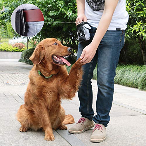 AMZNOVA Dog Treat Bag Treatnow Dog Treat Pouch, Training Pouch with Waist Belt & Clicker for Training & Walking, Waist Clip On Snack Fanny Pack for Pet, 3Cups, Black - color: Black