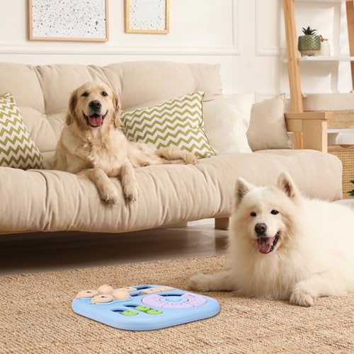 Interactive Dog Puzzle Toys Treat Dispensing Slow Feeder for Training and Mental Stimulating Dog Enrichment Toys for Puppy Cats Pet(Blue) - color: blue