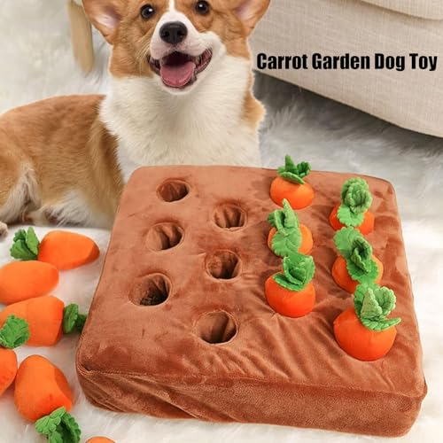 Carrot Dog Toy, Snuffle Mat for Dogs Toy Carrot, Interactive Carrots Dog Plush Puzzle Toys,Carrot Garden Dog,Dog Carrot Toys Pet Stress Relief with 12 Carrots
