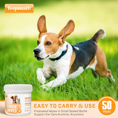 Ear Cleaner Finger Wipes for Dogs & Cats, Gently Clean Earwax & Dirt, Soothe Ear Itching, Easy to Use, Natural Pet Ear Wipe for Dog, Unscented, 100 Disposable Count