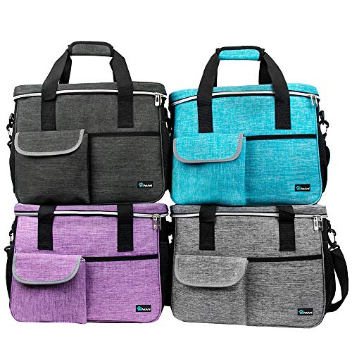 PetAmi Dog Travel Bag Organizer, Pet Travel Kit with 2 Food Containers & 2 Collapsible Dog Bowls, Pet Supplies Tote with Luggage Sleeve, Weekend Road Trip Camping Essentials, Purple, Large - color: Purple, size: Large - 15.5"L x 9.5"W x 14.0"H