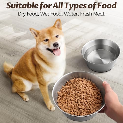 Stainless Steel Dog Bowls for Large Dogs, 64oz/8 Cups Non Slip Dog Metal Bowls, 2 Pack Food and Water Pet Bowls Heavy Duty Dishwasher Safe - size: UPGRADED-L-8cup