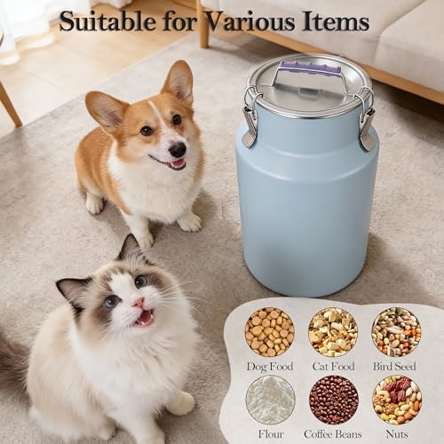 30 lb Stainless Steel Dog Food Storage Container, Airtight Metal Canister with Lid & Scoop, Extra Large Capacity for Multi-Pet Families, Preserve Freshness - size: Large
