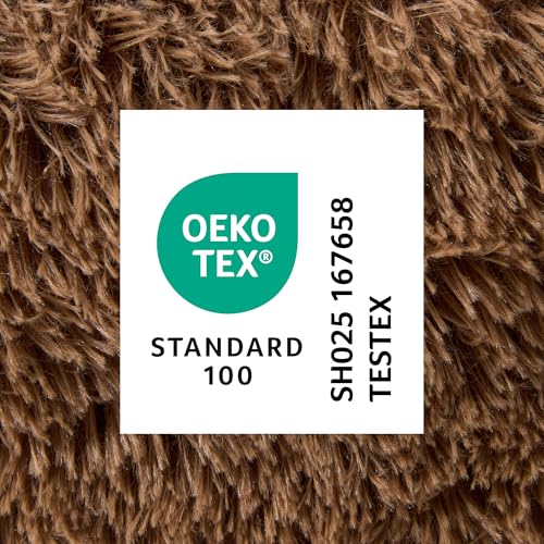 Town & Country Luxe CuddleTown Fuzzy Solid Donut Pet Bed, Soft, Cozy & Calming, Non-Slip Bottom, 100% Machine Washable, Brown, XS 19"x19"x7" Round - color: Brown, size: Extra Small 19"x19"x7" Round