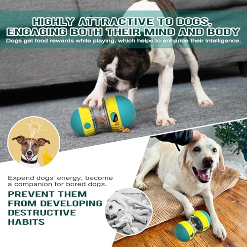 BSISUERM Dog Puzzle Toy Adjustable Treat Dispensing Ball Food Dispenser Tough Slow Feeder Puppy Enrichment Training Toy Pet Interactive Chase Toys for Small Medium Large Dogs to Keep Them Busy, Green - color: Green - Single - Standard