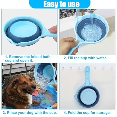 Vodolo Dog Bath Rinse Cup,Portable Foldable Dog Bath Tubs Accessories,Dog Shower Bathtub Dog Pool Supplies,Dog Washing Tools,Dog Shower Attachment
