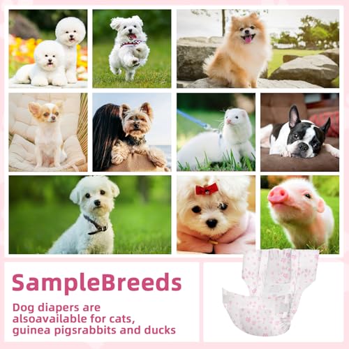 Disposable Dog Diapers Female 90 Count Puppy Diapers Female (Waist 13.4-19 in L) Super Absorbent Large Dog Pads for Heat Excitable Urination or Incontinence - Pink - size: Large