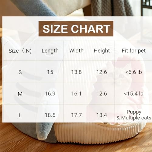 2026 New Shark Cat Bed, Shark Shaped Kennel, Anti-Slip Bottom, Cute Winter Warm Soft Sharks Mouth Cat Caves, Semi-Closed Cosy Cave Hideaway for Cats & Small Dogs (A,L) - color: A, size: L