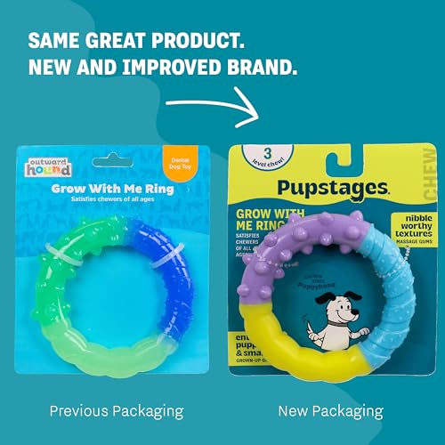 Grow-with-Me Ring Dog Chew Toy, Durable Rubber, 3 Texture Zones, Teething Puppies & Small Dogs, 4.7” - color: Ring