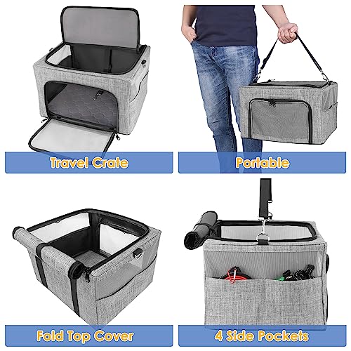 SlowTon Dog Booster Car Seat, Reinforce Metal Frame Safe Pet Car Seat with Seatbelt & Waterproof Pee Pad & Top Cover | Portable Collapsible Puppy Carrier Bag | for Small Medium Dogs Cats up to 15lbs
