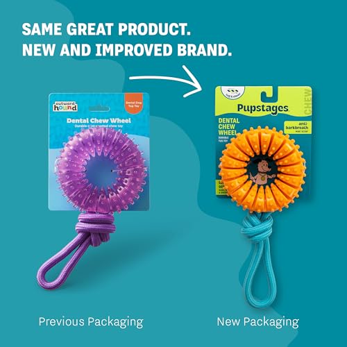 Dental Chew Wheel Dog Toy – Ring & Rope Tug, Multi-Textured, Soft on Teeth, Moderate Chewers, Mint Scented, 9" - color: Chew Wheel