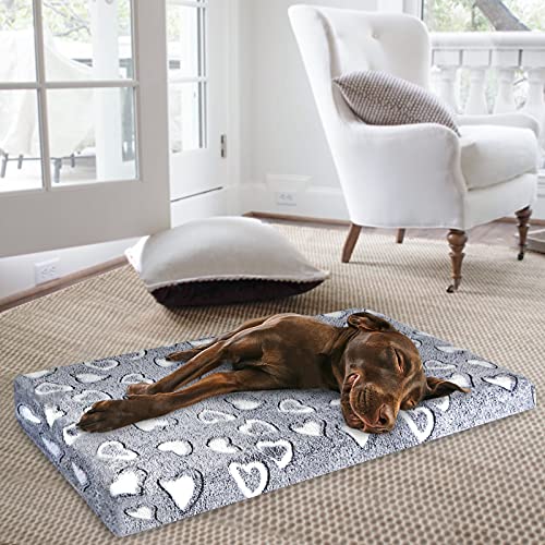 VANKEAN Dog Crate Mat Reversible Cool and Warm, Stylish Dog Bed for Crate with Waterproof Inner Linings and Removable Machine Washable Cover, Firm Support Dog Pad for Small to XX-Large Dogs, Grey - size: XXL(48 x 30 x3")