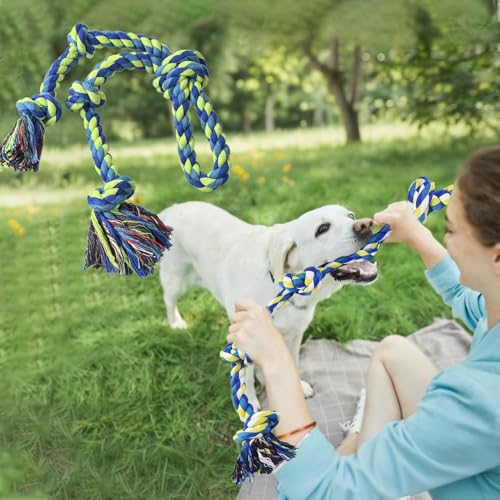 Heavy Duty Dog Rope Toys for Aggressive Chewers, Tough Tug of War Dog Toys for Large, Medium & Small Dogs - color: green