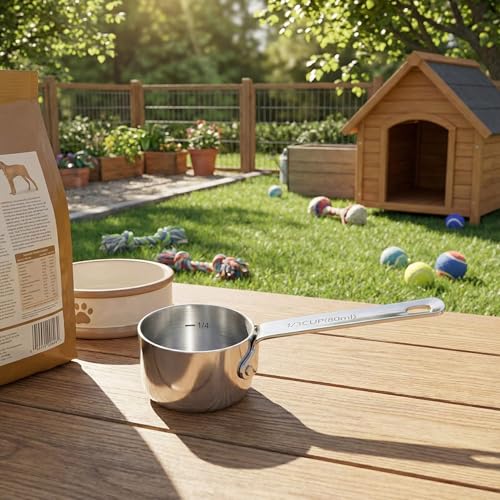 KEAWELL Premium Dog and Cat Food Measuring Cup 18/10 Stainless Steel (1, 1/3 Cup) - size: 1/3 Cup