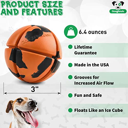Goughnuts – Virtually Indestructible Ball - Guaranteed Dog Chew Toys for Aggressive Chewers Like Pit Bulls, German Shepherds, and Labs from 30-70 Pounds - Tough and Durable Natural Rubber - Orange - color: Orange Ball
