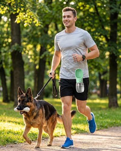Portable Dog Water Bottle, Leak-Proof Pet Water Dispenser with Water-Saving Reflow, One-Hand Operation & Dishwasher Safe Travel Bottle for Walking, Hiking & Travel