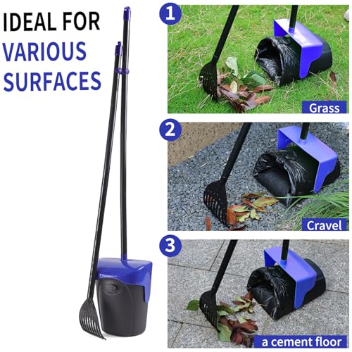 ienjoyed 43" Tall Pooper Scooper Large Swivel Bin & Rake with 100 Waste Bags,Heavy Duty Dog Pooper Scooper for Dogs, Long Handle Poop Scooper with Lid for Yard, Grass, Gravel (Blue) - color: Blue(43“ Tall)
