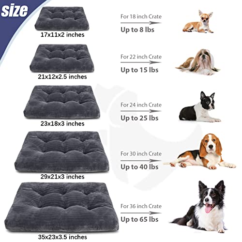 Dog Crate Bed Washable Dog Beds for Extra Small Dogs Deluxe Thick Flannel Fluffy Comfy Kennel Pad Anti-Slip & Anti-Scratch Pet Sleeping Mat, 21 x 12 Inch, Gray - color: Gray, size: 21.0"L x 12.0"W x 2.5"Th
